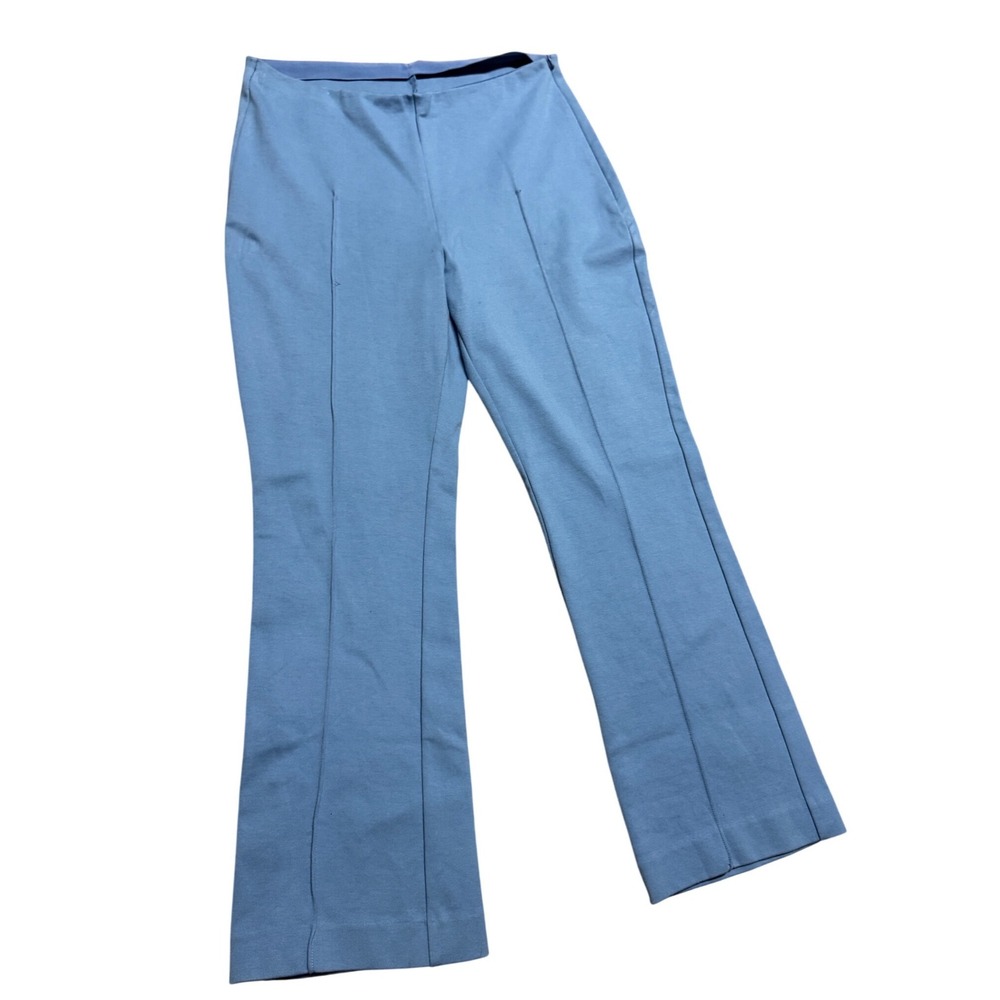 Everlane Pants Blue Pintuck Flare Leg Knit Trousers Size L